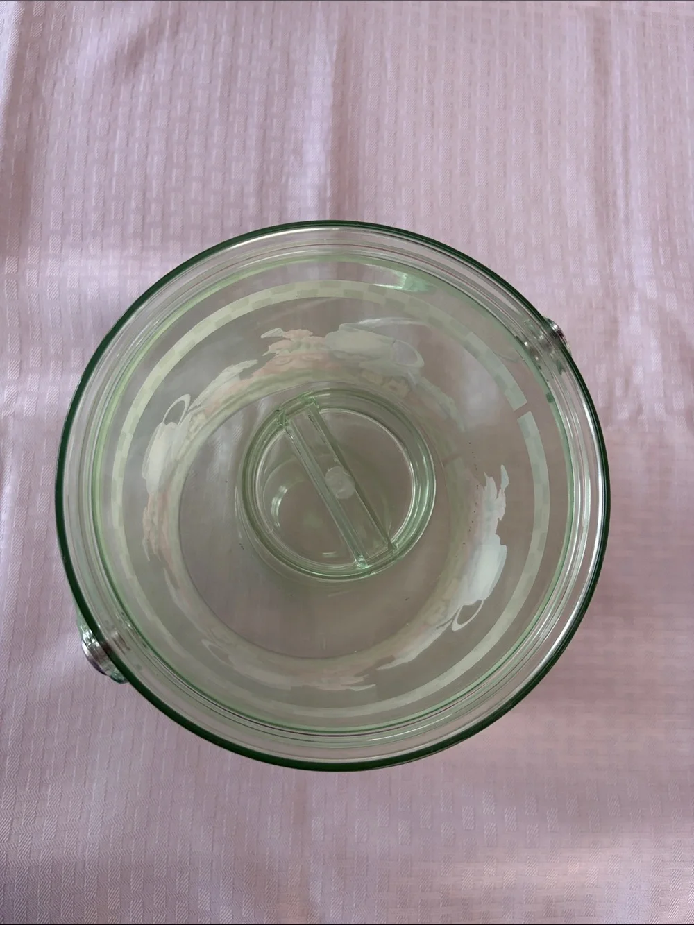 Green Ice Bucket with Floral Garden Motif